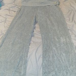 Gray velvet yoga pants